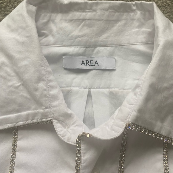 Area NYC Long Sleeve Button Up Pleated Crystal Shirt - Picture 7 of 11